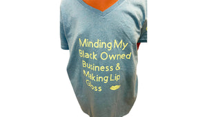 Minding My Black Owned Business Glow in The Dark T-shirt - Blue
