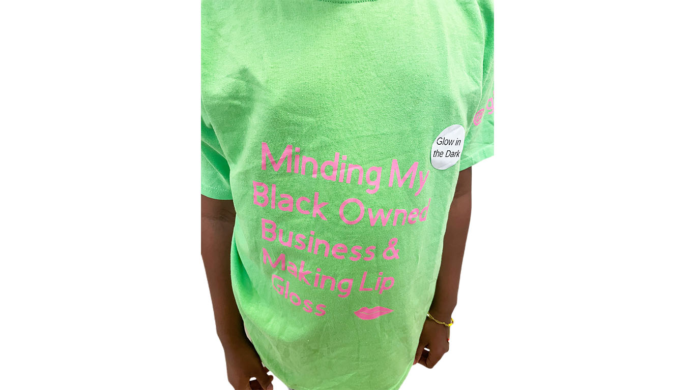 Minding My Black Owned Business Glow in The Dark T-shirt - Blue